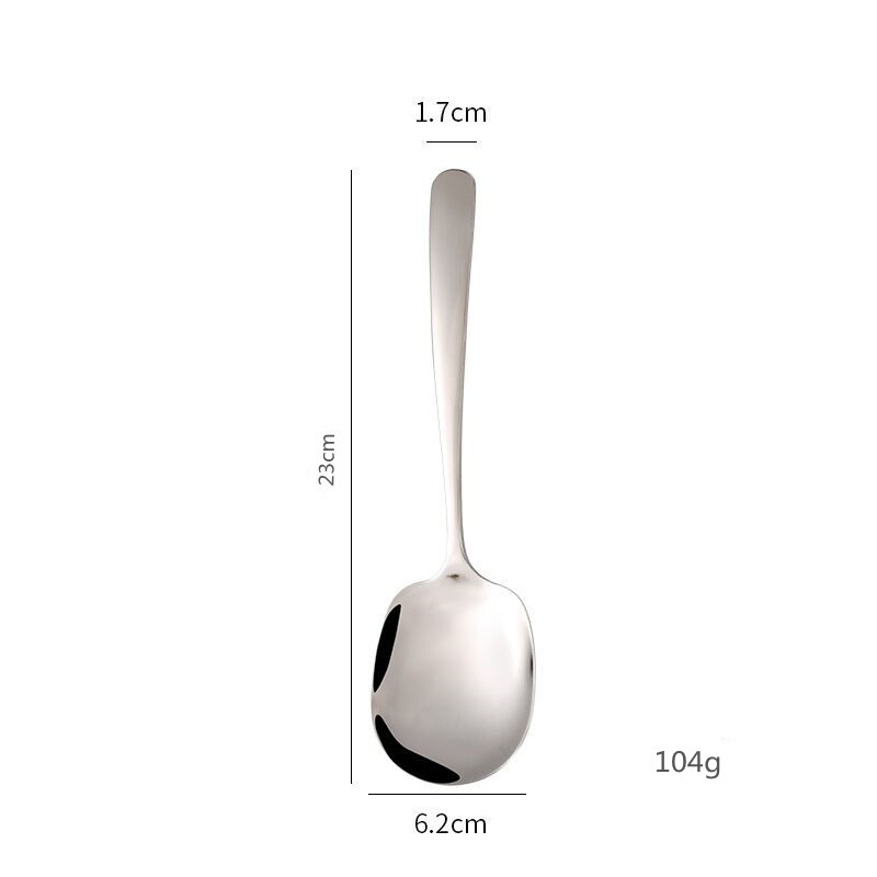 Household Stainless Steel Serving Spoon Spoon for Individual Portions Public Spoon Hotel Restaurant Large Square Handle round Head Serving Spoon