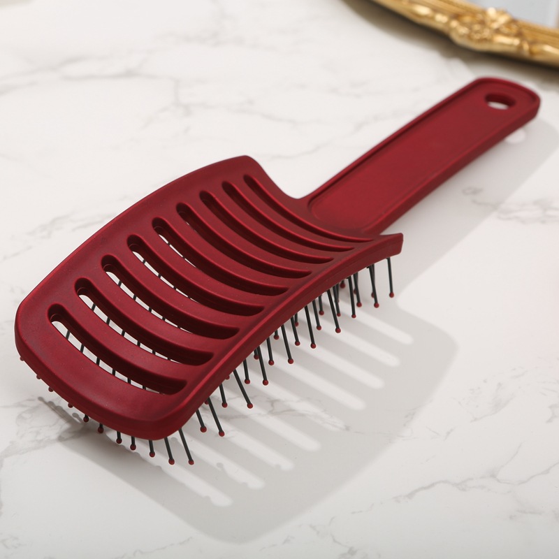 大弯排骨梳时尚造型镂空白领抖音同款按摩红色九排顺发男女通用