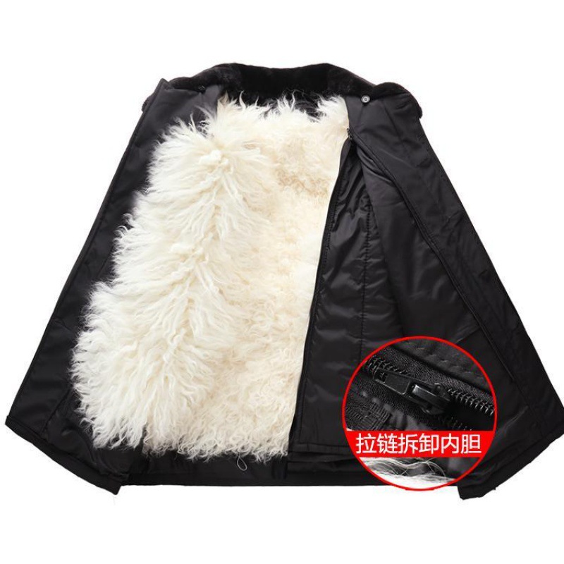 冬季中老年一体外套袄男羊毛棉袄加厚内胆棉服棉衣尼克服-阿里巴巴