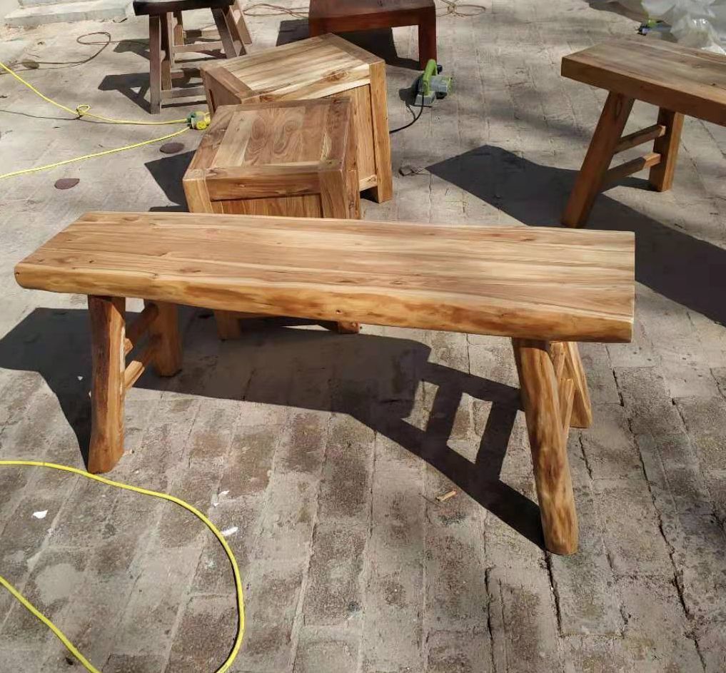 老榆木长板凳实木长条凳餐桌凳换鞋凳户外板凳庭院长凳原木包邮