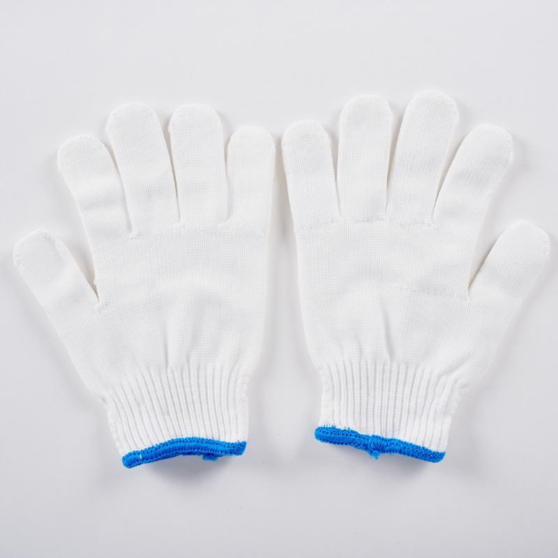 Factory Wholesale Thick 600G High Elastic Non-Slip Wear-Resistant Protective Labor Protection Work White Cotton Yarn Nylon Thread Gloves