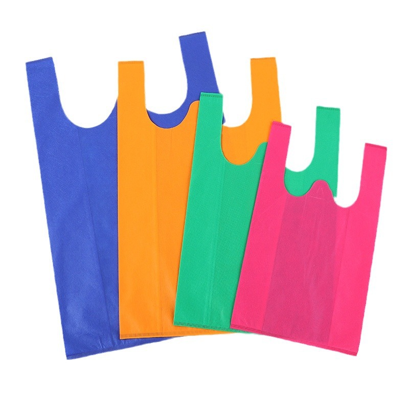 Blank Vest Non-Woven Bag Supermarket Folding Shopping Bag Custom Advertising Gift Bag Printed Logo Nonwoven Fabric Bag