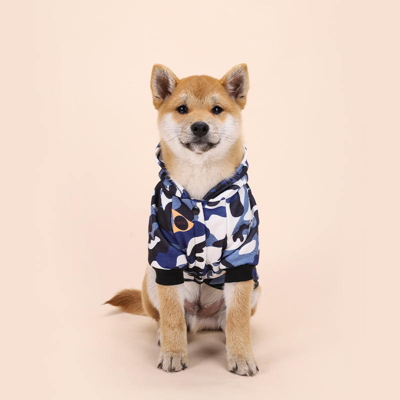 宠物服装 秋冬款迷彩卫衣 狗狗两脚连帽衣服中小型犬个性潮流服饰