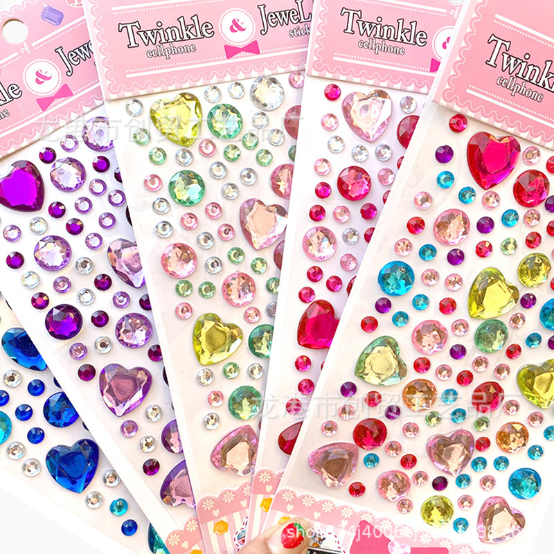 Wholesale Children's Toy Gem Stickers Crystal Ornament Acrylic Stickers Diy Decorative Rhinestone Girl Face Stick-on Crystals