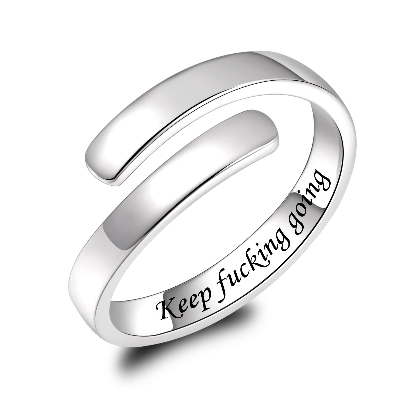 跨境热销开口戒指不锈钢刻字logo图案简约戒指钛钢指环戒指厂家批