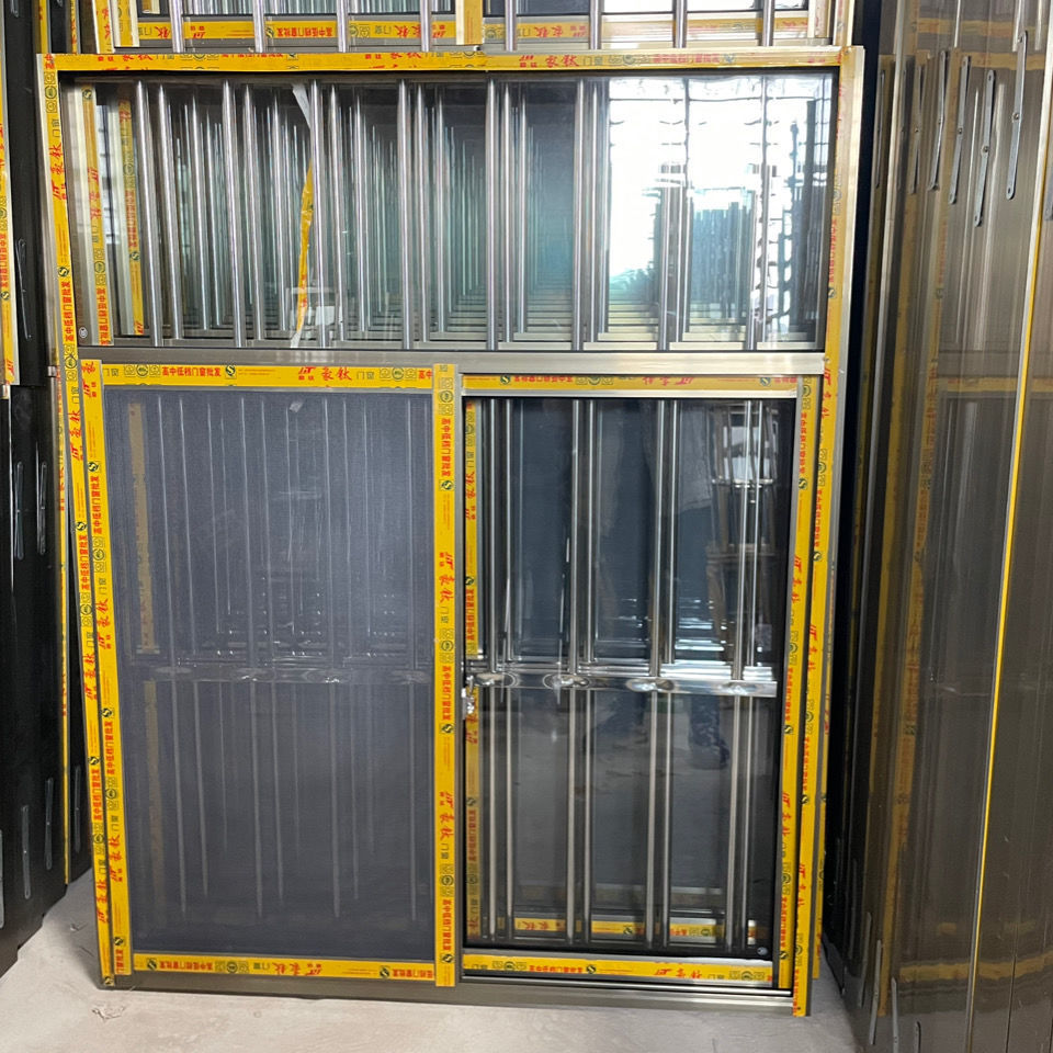 农村建房用不锈钢防盗连体铝合金窗防护网防盗窗厂家自产销一体窗