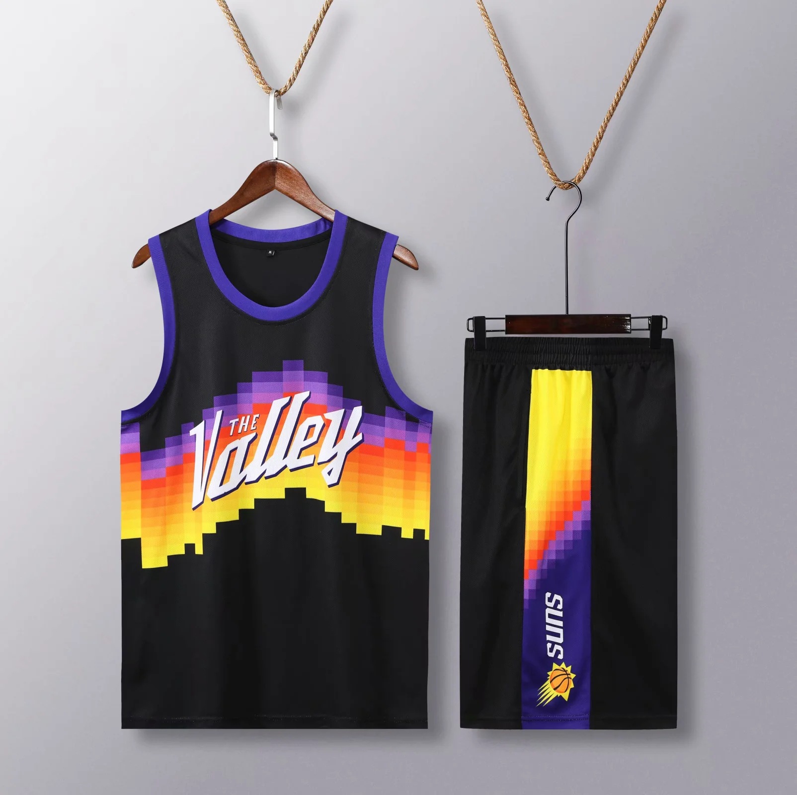 nba太阳队城市版成人儿童篮球服套装男女背心两件套球衣印logo