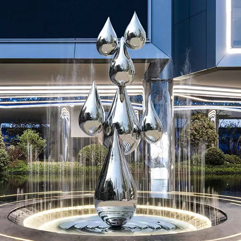 大型不锈钢水滴雕塑户外园林景观广场售楼处水景地标建筑抽象摆件