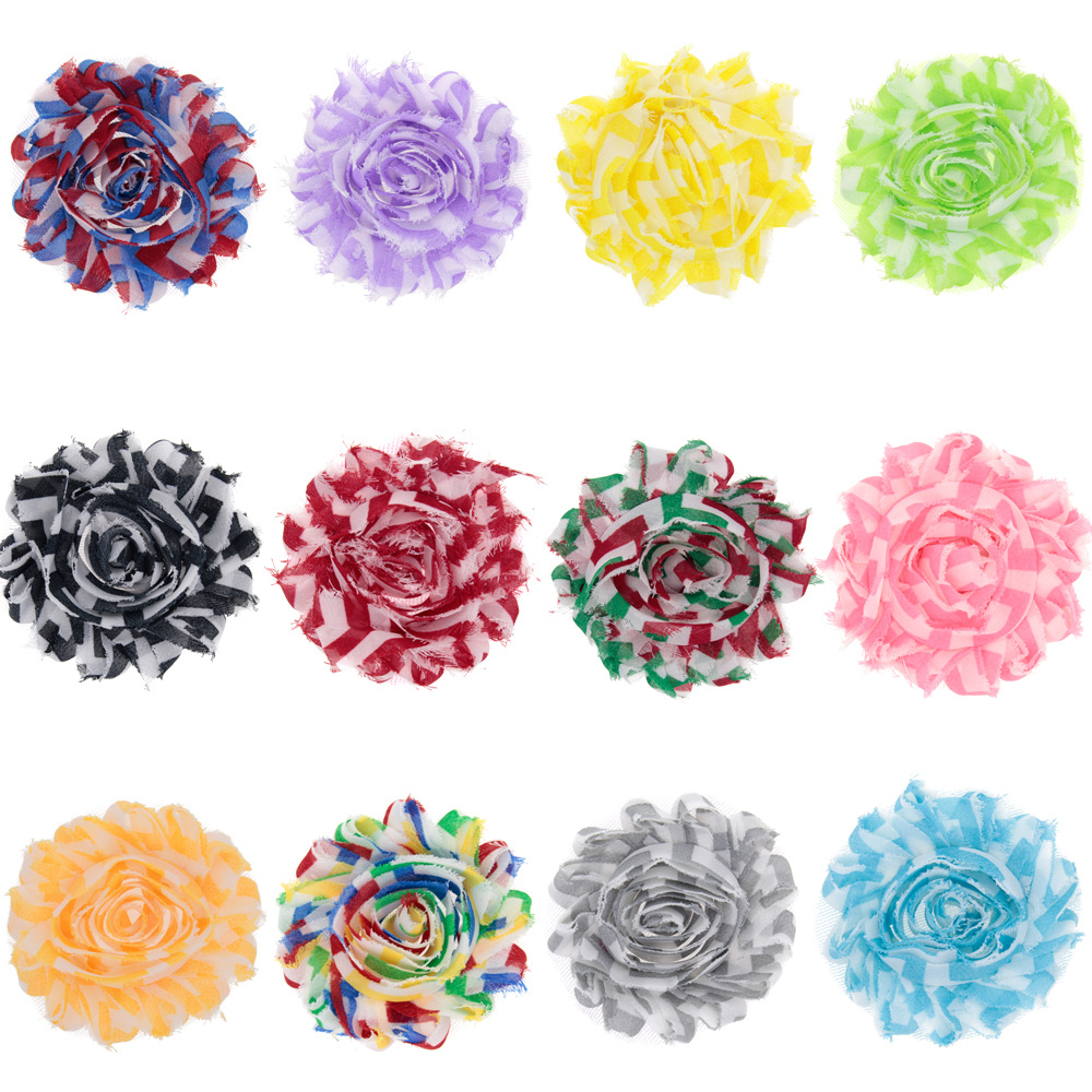 欧美儿童diy头饰配件 雪纺破旧毛边花 波浪太阳花 12色