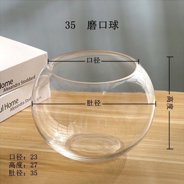 Transparent Glass Fish Tank Creative Office Desk Turtle Jar Ecological Pot Mini Desktop Large Aquarium round Aromatherapy Candlestick