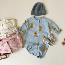 24春新款韩版婴幼儿连体服碎花卡通爬服棉男女宝宝婴童装长袖哈衣