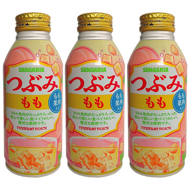 日本进口三佳利sangaria三佳丽白桃味桃子味果肉果汁饮料380gml