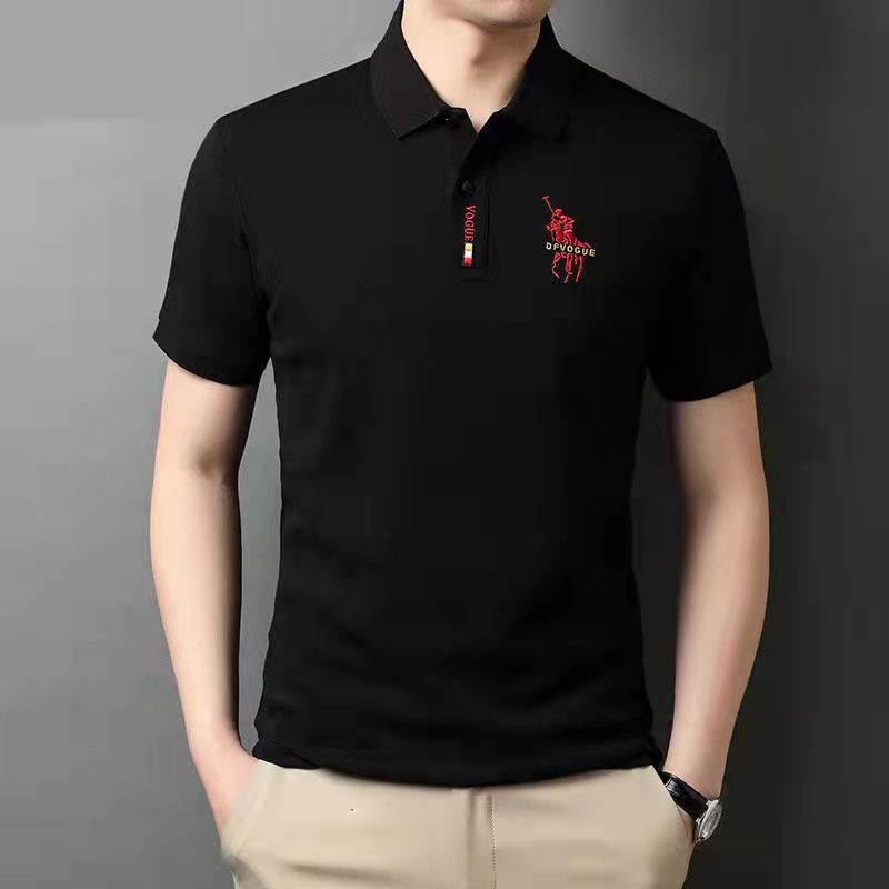 Business Shirt for Export Summer Men's Clothing Short Sleeve T-shirt Embroidered Lapel plus Size Polo Shirt Trendy Solid Color Men's Top