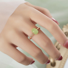 和田玉戒指女设计感小众高级感简约转运珠开口尾戒指纯银饰品批发