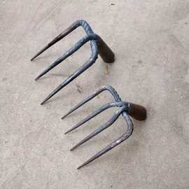 老式四齿钉耙头优质手工锻造农用工具铁耙子园艺拔草筢子农具包邮