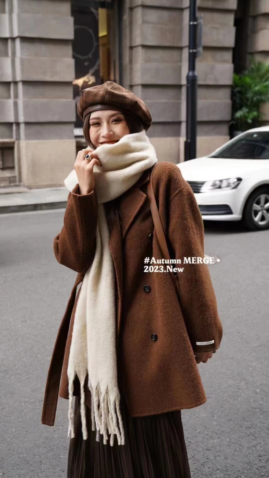 濮院冬季新款美拉德骆驼绒双面尼羊毛大衣韩版女装小个子气质毛呢