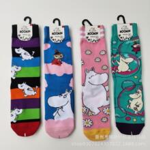 新品 moomin 姆明 亚美 图案卡通中筒女袜日系美腿男女情侣潮袜