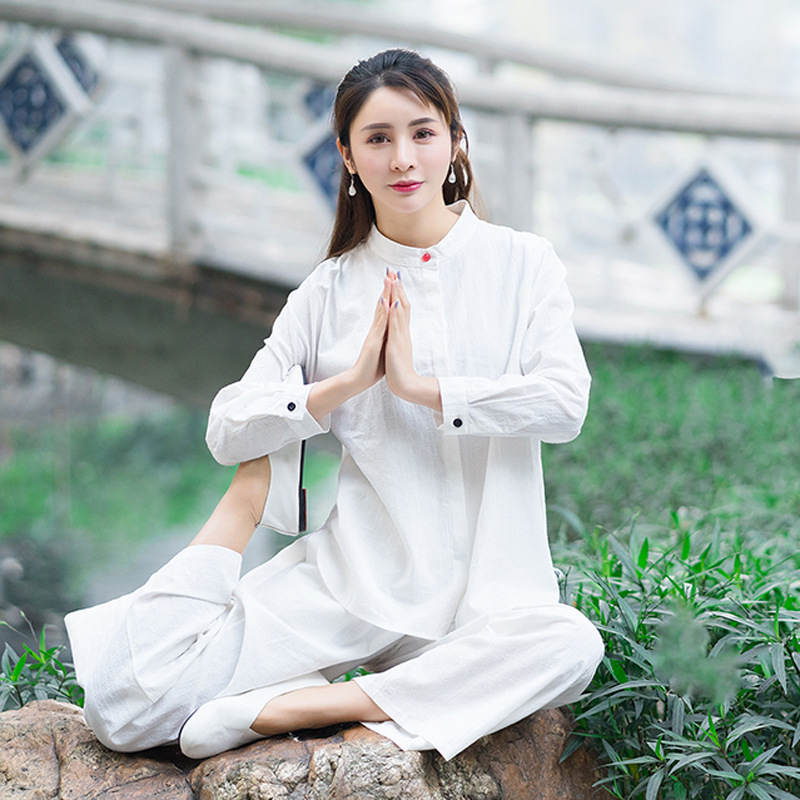 棉麻瑜伽服禅意两件套禅服女仙气禅修中国风佛系宽松套装