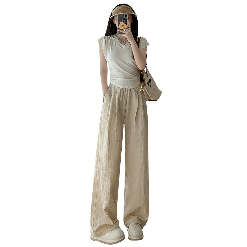 Idle Style Wide-Leg Pants Women's Summer Thin High Waist Drooping Loose Straight Mop Japanese Yamamoto Casual Walking Pants