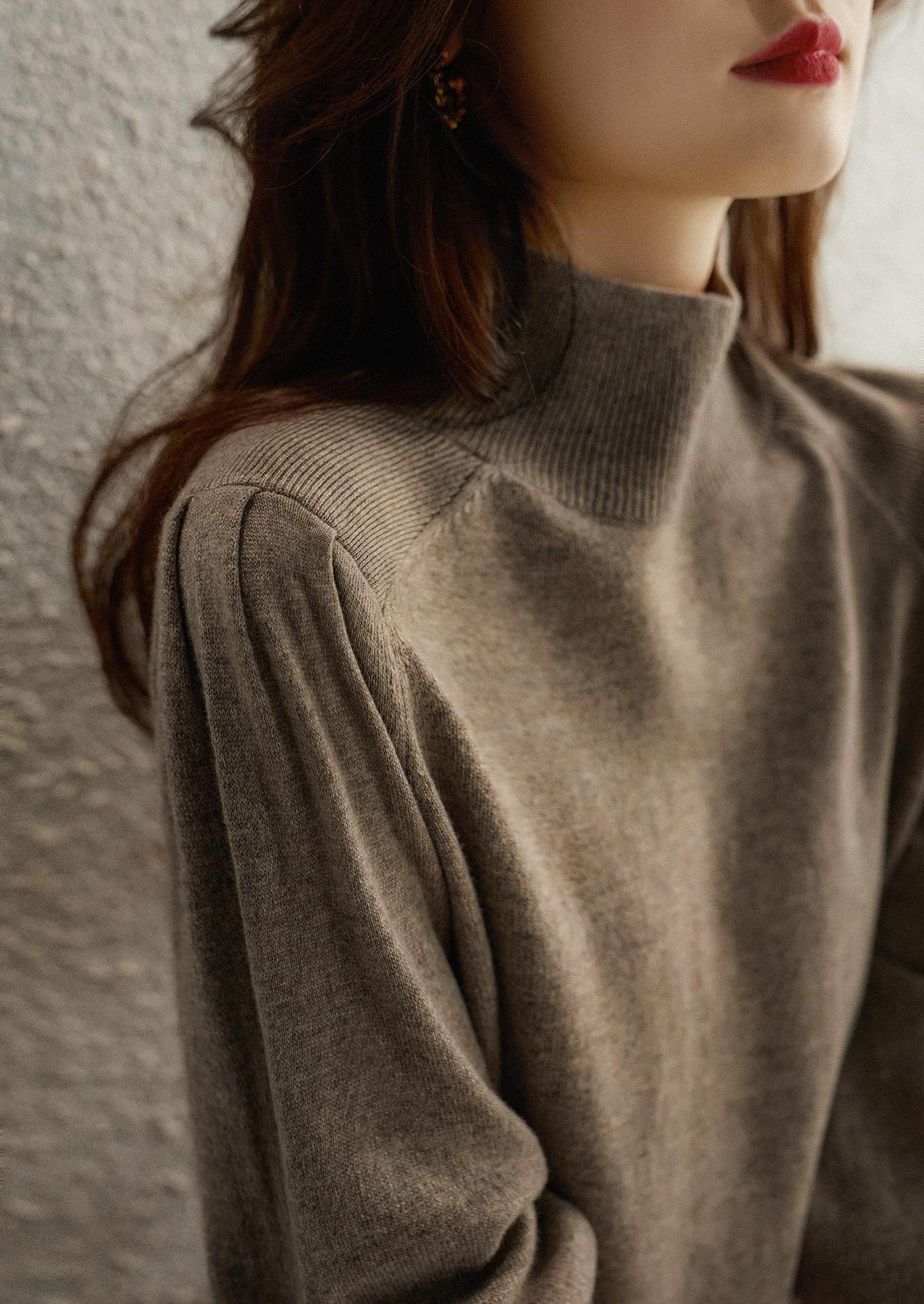 [zzo360432vg] 新色入荷秋冬多色羊角袖 藏肉羊毛羊绒针织衫女