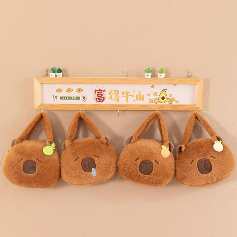 cute cartoon european mink small capybara toy bag crane machines doll bag net thang-ga pibara capybara female plush bag