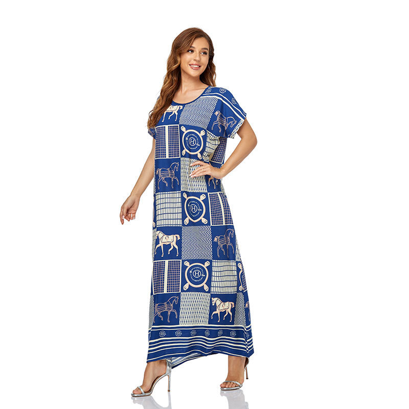 Cross-Border Women's Clothing Middle East Women's Robe Short Sleeve Dress Cross Border Dress Abaya