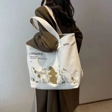 百搭ins大容量帆布包2024新款洋气大包包女高级感小众设计托特包