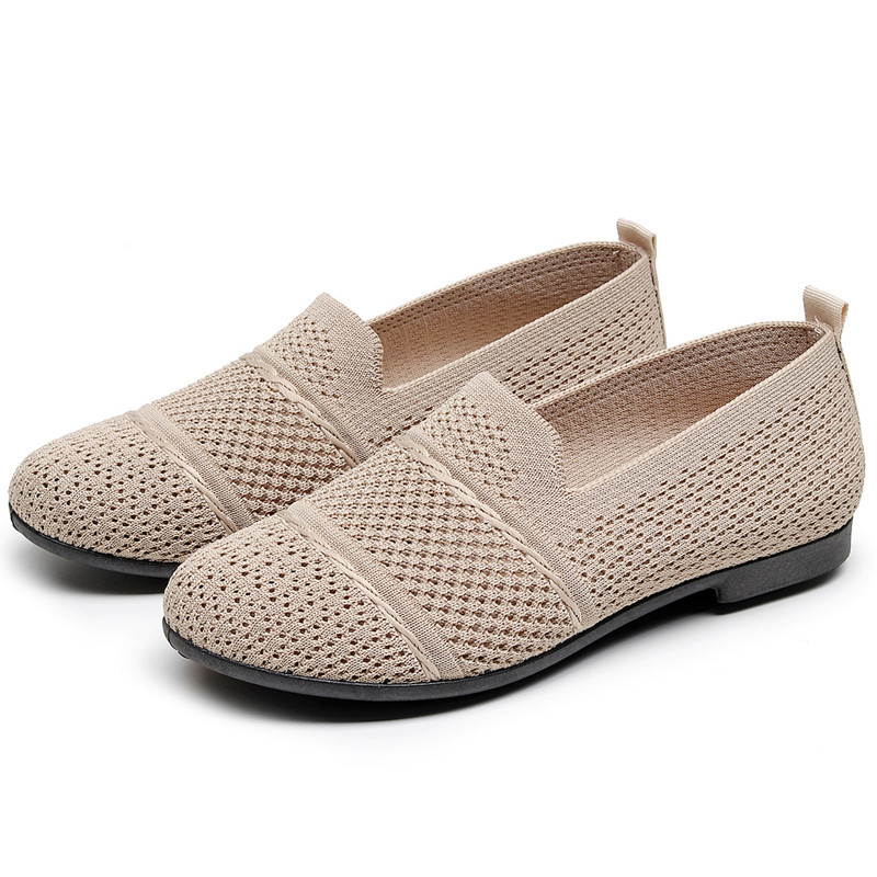 2023 New Old Beijing Cloth Shoes Women's Breathable Flying Woven Slip-on Soft Bottom Casual Women's Shoes Fashion Office