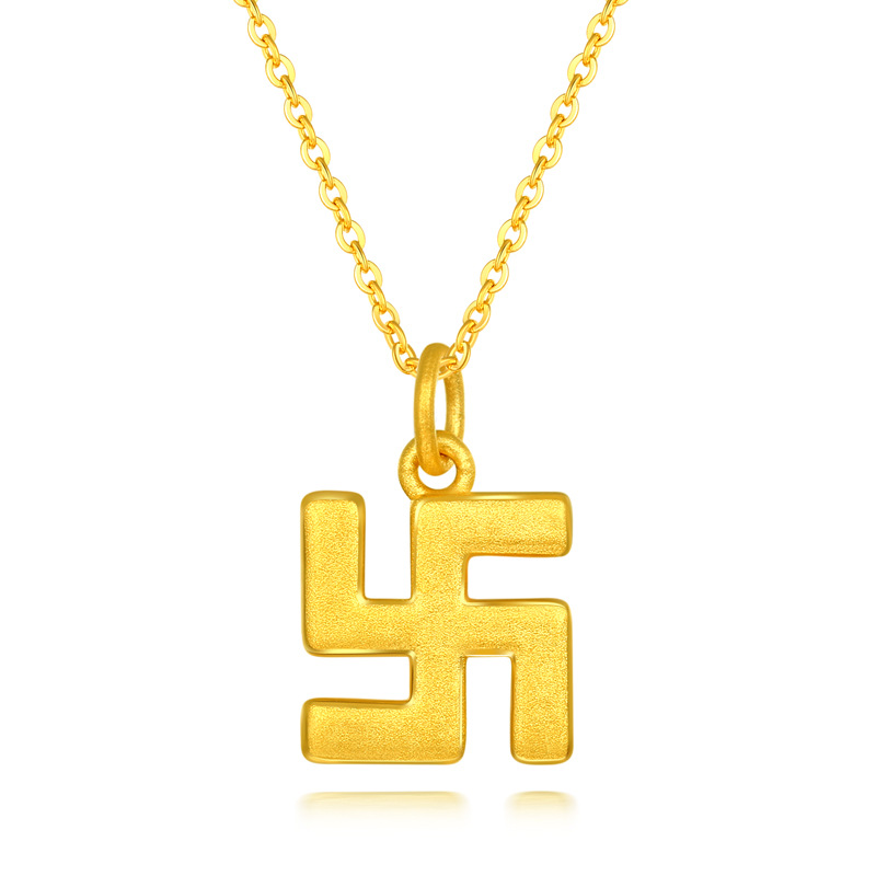 君宝珠宝999足金黄金万字符吊坠 守护转运珠纯金饰品项链-阿里巴巴