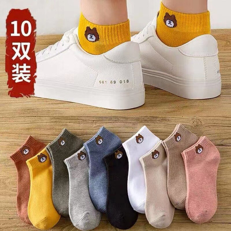 Polyester Cotton Bare Socks Socks Thin Low Top Socks Women's Cotton Socks Breathable Stall Supply Socks for Women