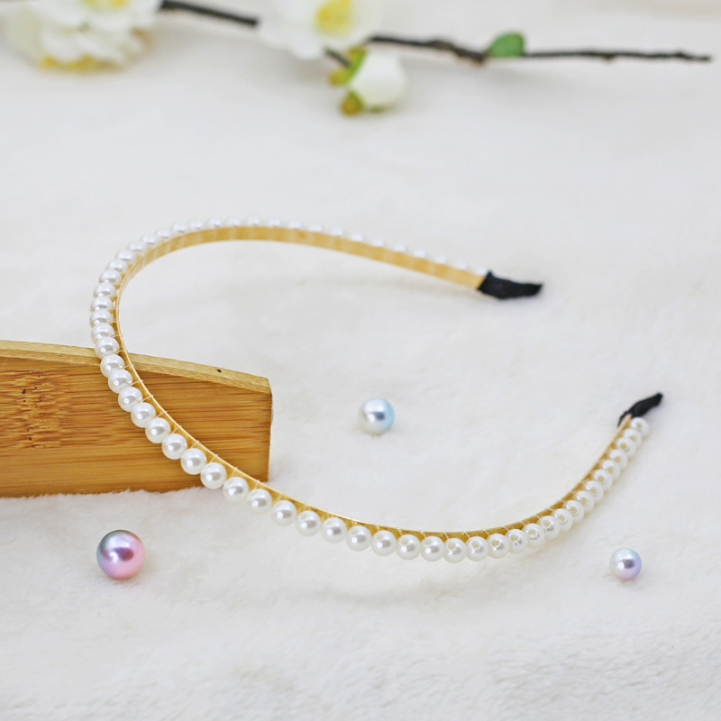 Pearl Headband Women's Bridal Hair Accessories Hand-Woven French Hairpin Stall Korean Bow Crown Headband Wholesale