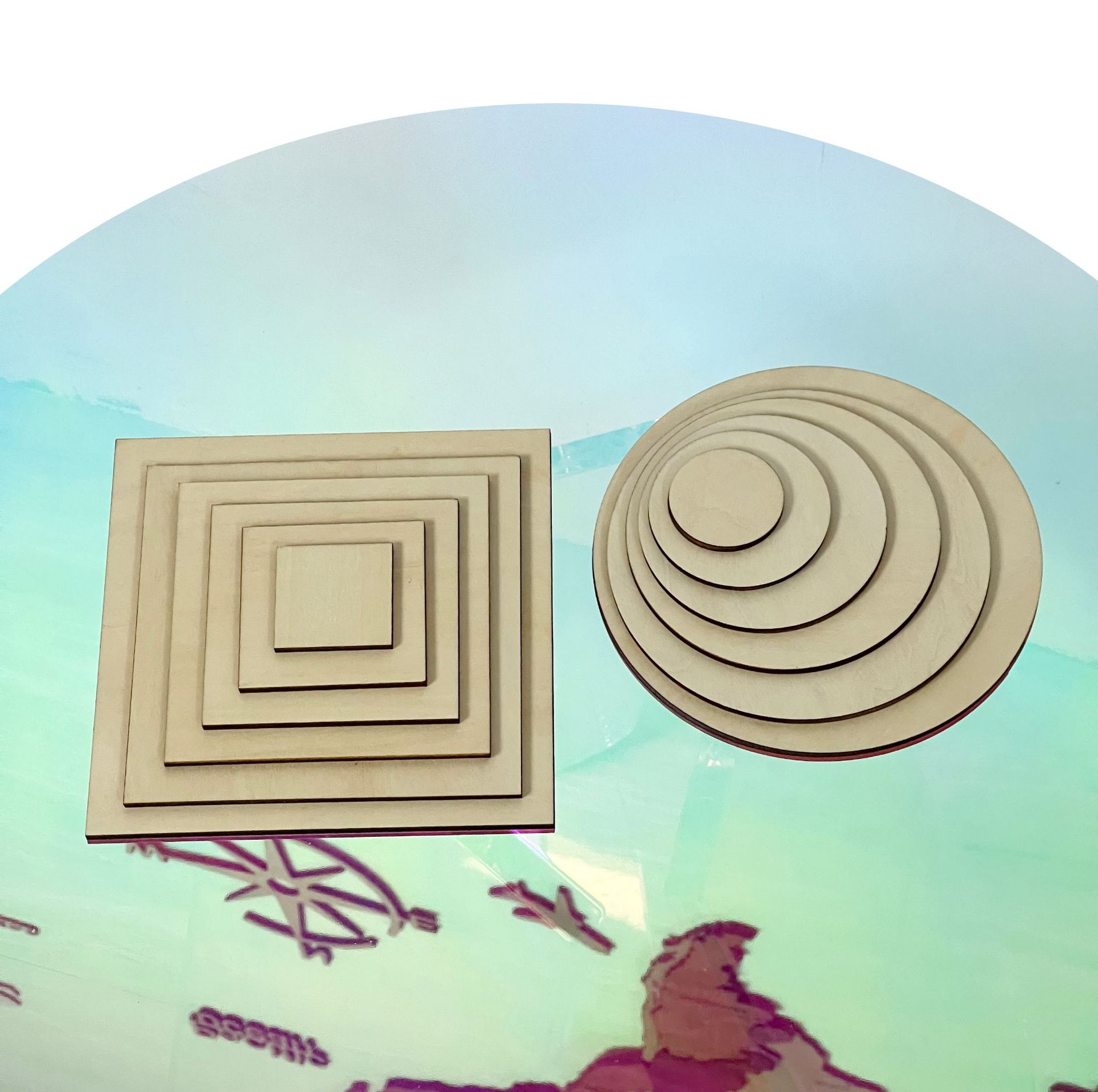 椴木板密度板卡纸激光切割木制品摆件雕刻木片挂件圆木片建筑模型