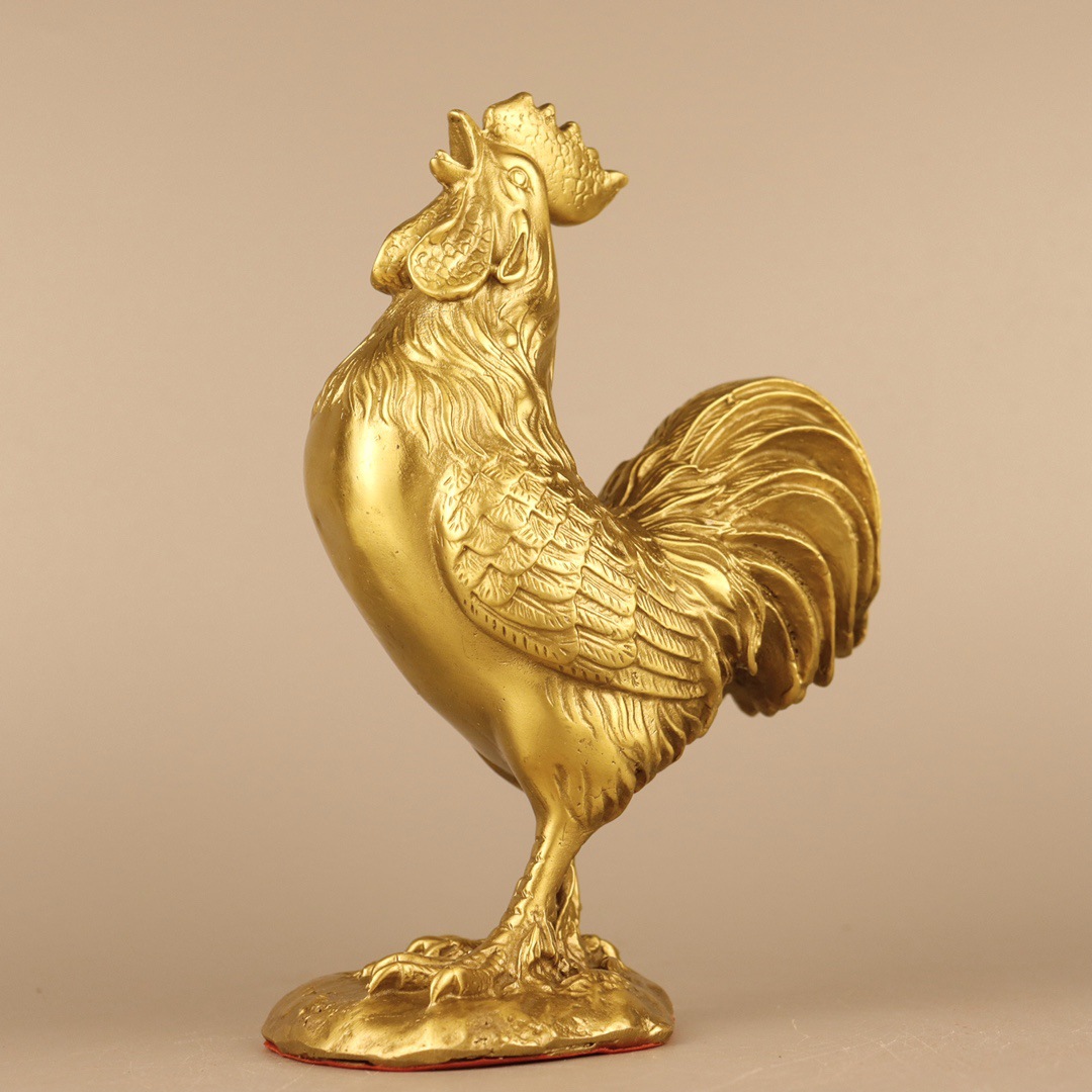黄铜报晓鸡摆件 铜公鸡工艺品 家居装饰创意礼品 一件代发铜摆件