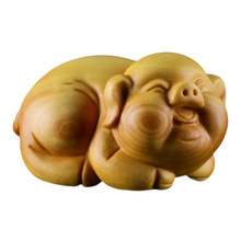 GJU8批发精品黄杨木雕动物小猪猪摆件手把件雕刻工艺礼品家居饰品
