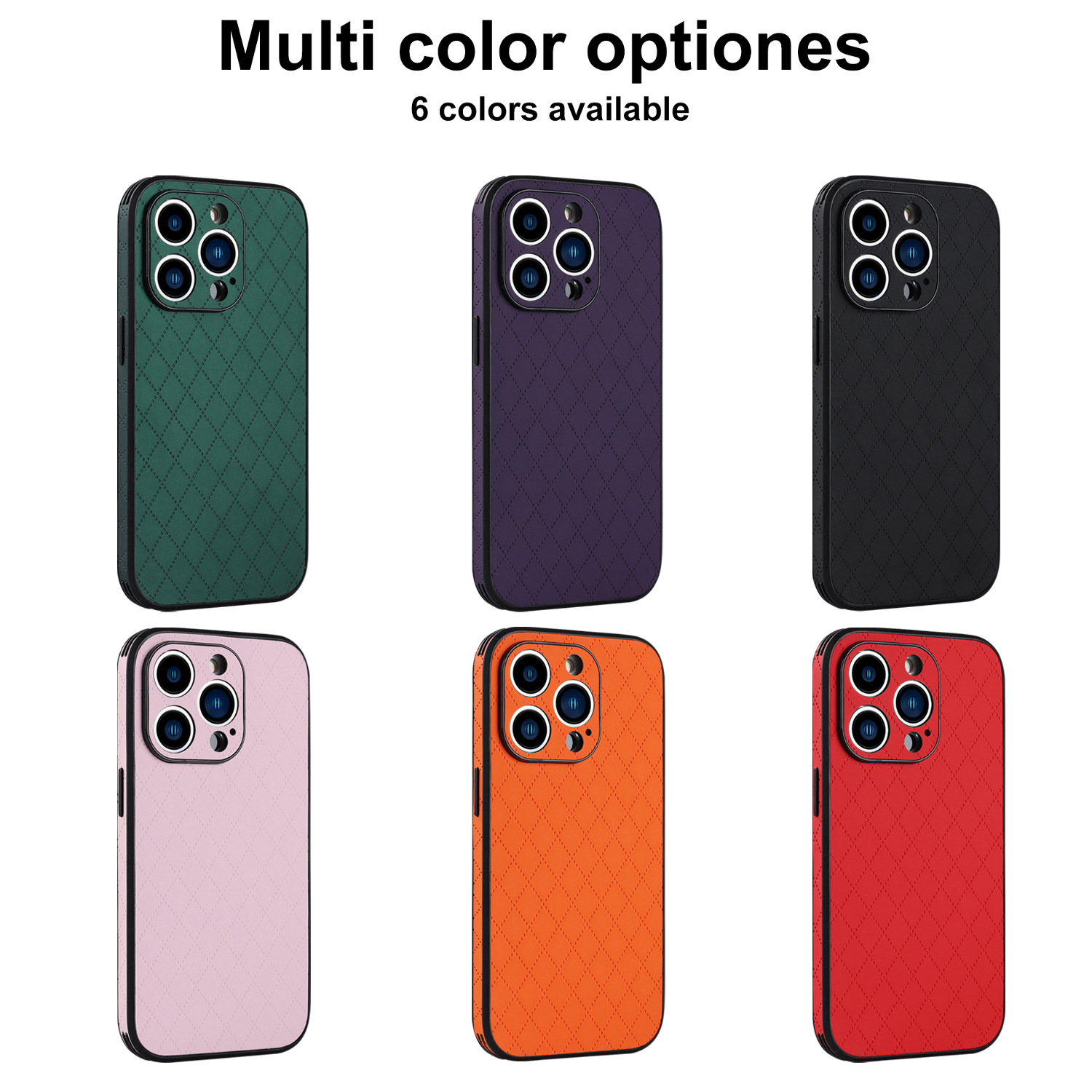 适用于iphone14手机壳13pro菱形皮纹全包防摔保护套14plus纯色壳