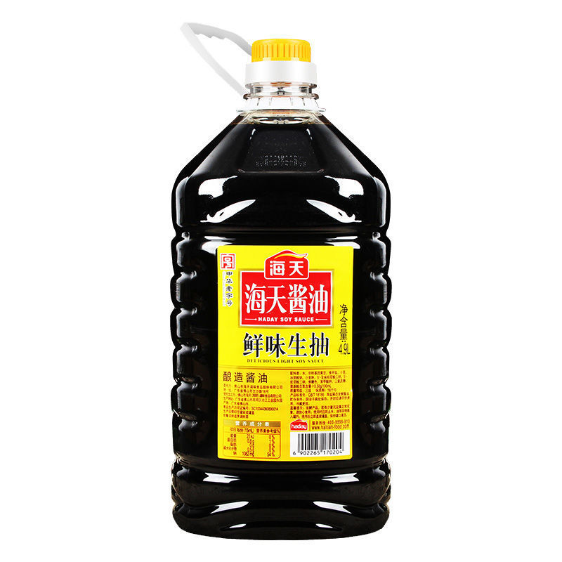 海天鲜味生抽4.9l商用桶装油炒菜凉拌菜酿造酱油黄豆酿造美味鲜酱