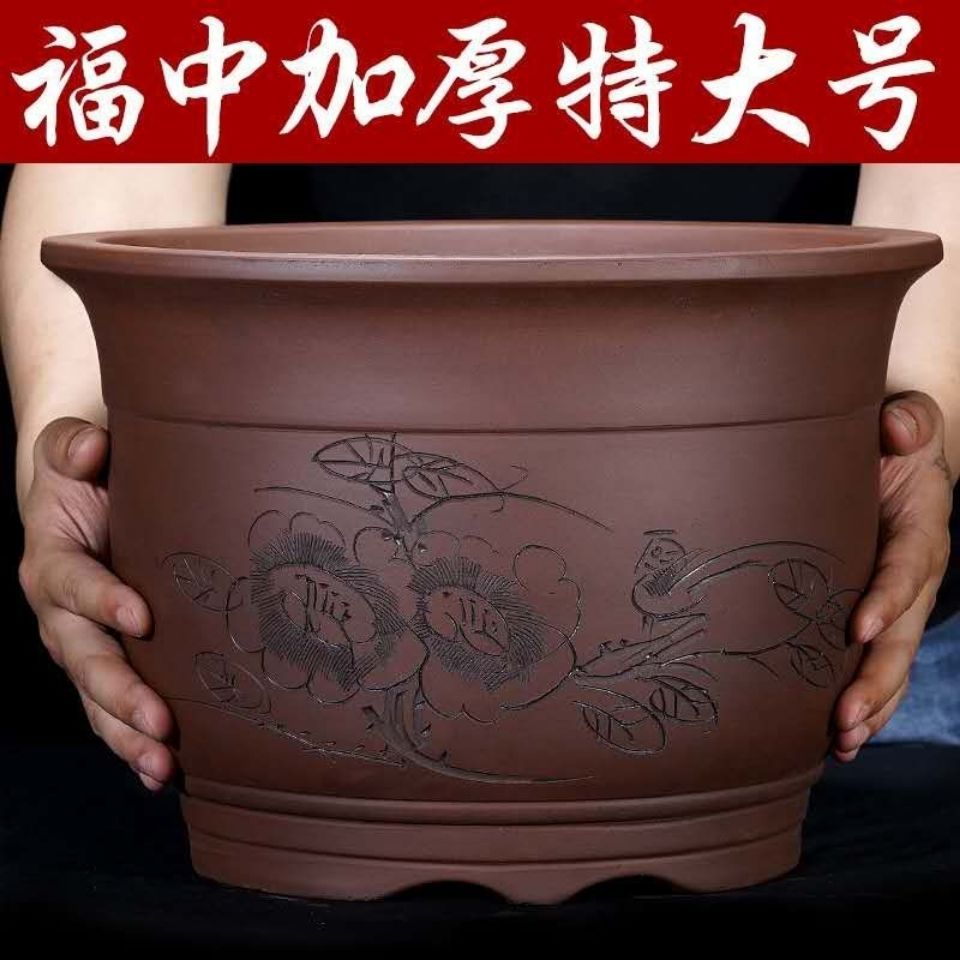 江苏宜兴紫砂花盆绿植花盆君子兰花盆室内种植特大紫砂盆厂家直发