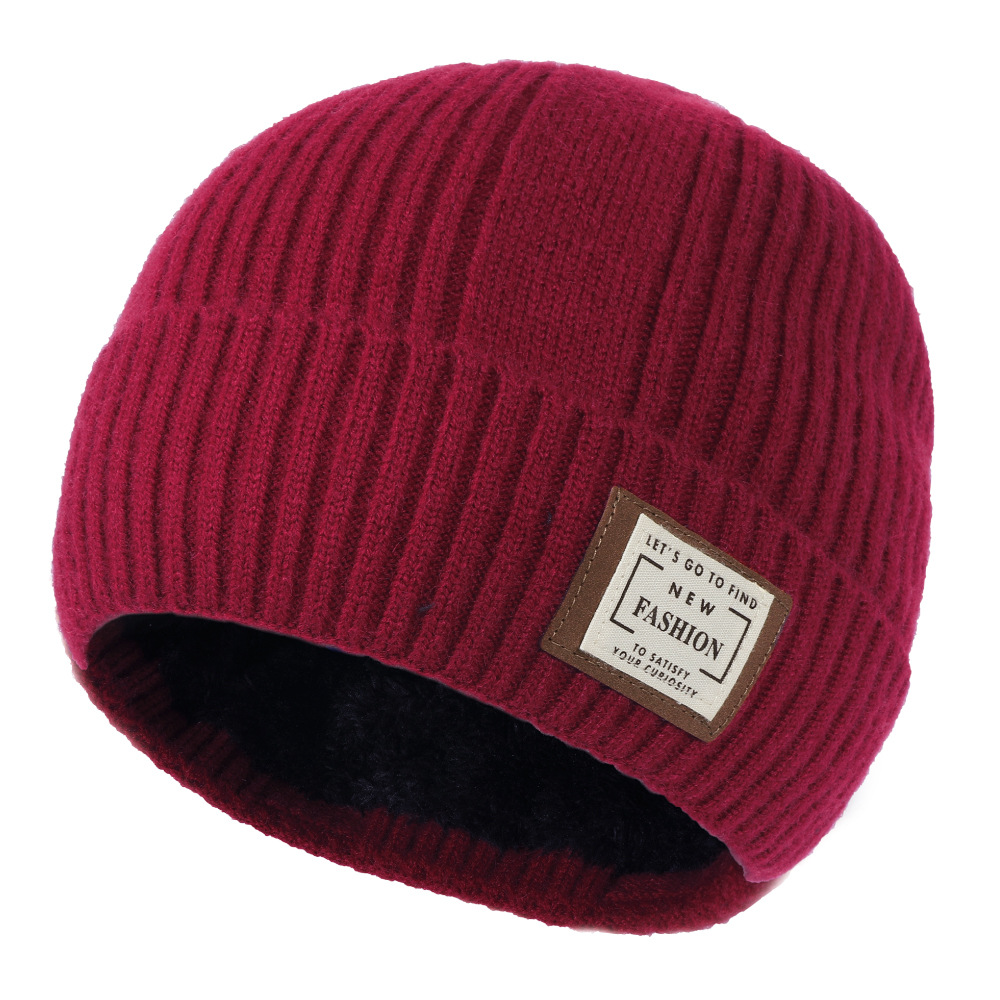 New Autumn and Winter Patch Woolen Cap Women's Korean-Style Thickened Warm Leisure Knitted Pullover Men's Knitted Hat