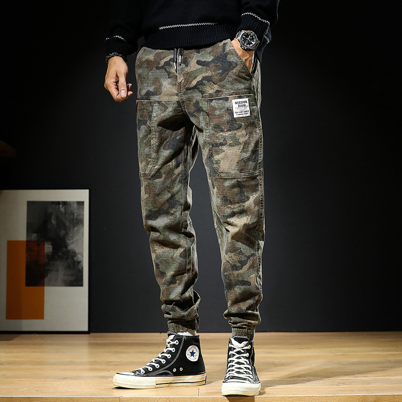 Autumn Camouflage Cargo Pants Men's Fashion Brand Ankle Banded Harem Pants Men's Jeans Casual Spring and Autumn Loose Large Size