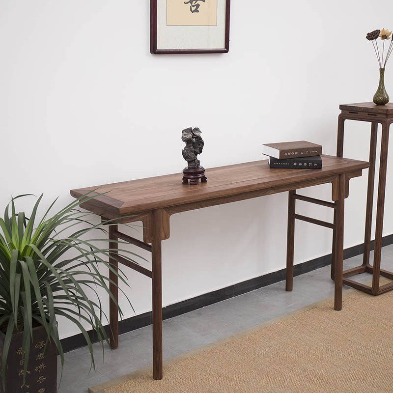 新中式条案实木中堂条几平头案台老榆木玄关桌简约复古供桌家具