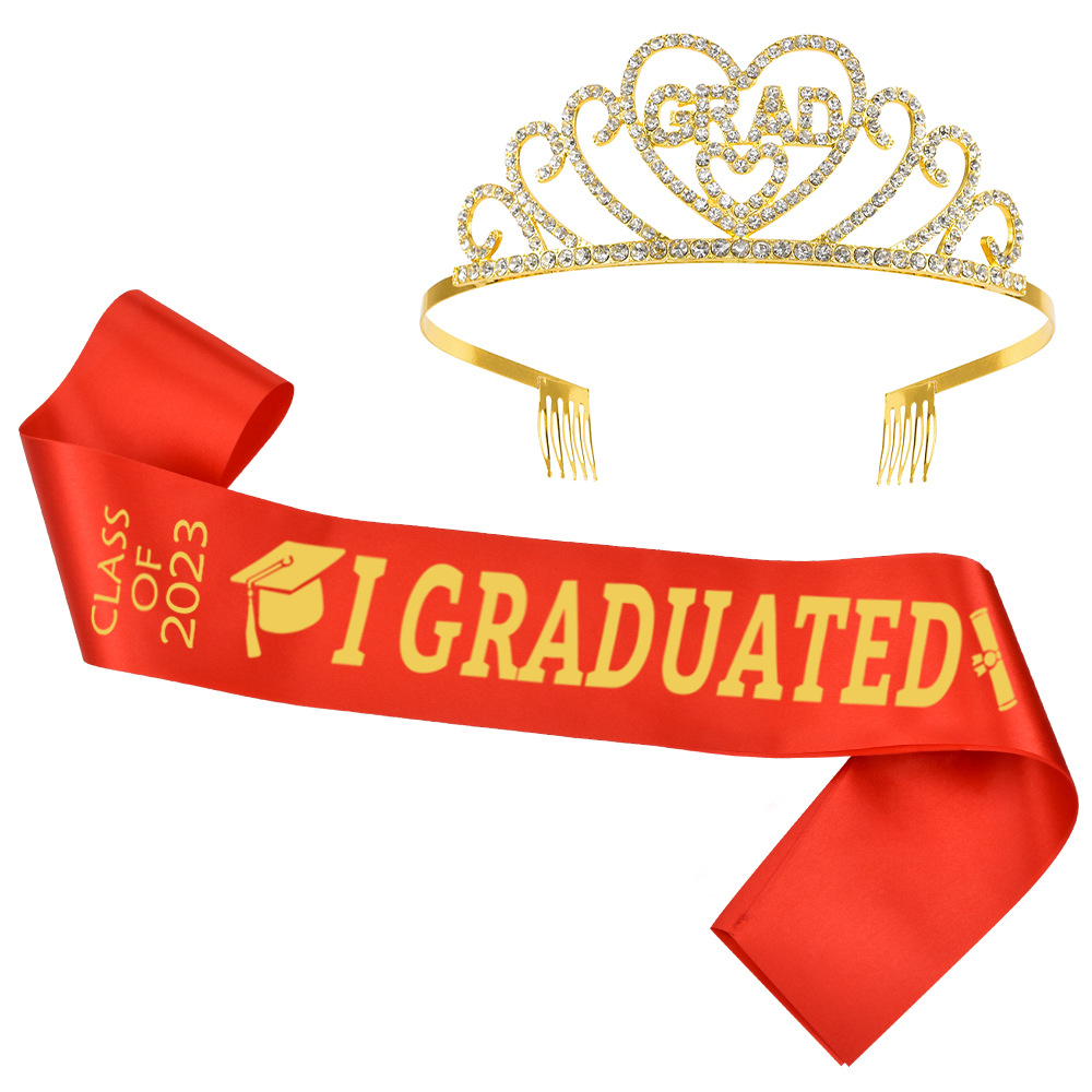European and American Graduation Season Shoulder Strap Crown Set Ball Show Graduation Party Etiquette Belt Grad Alloy Headband