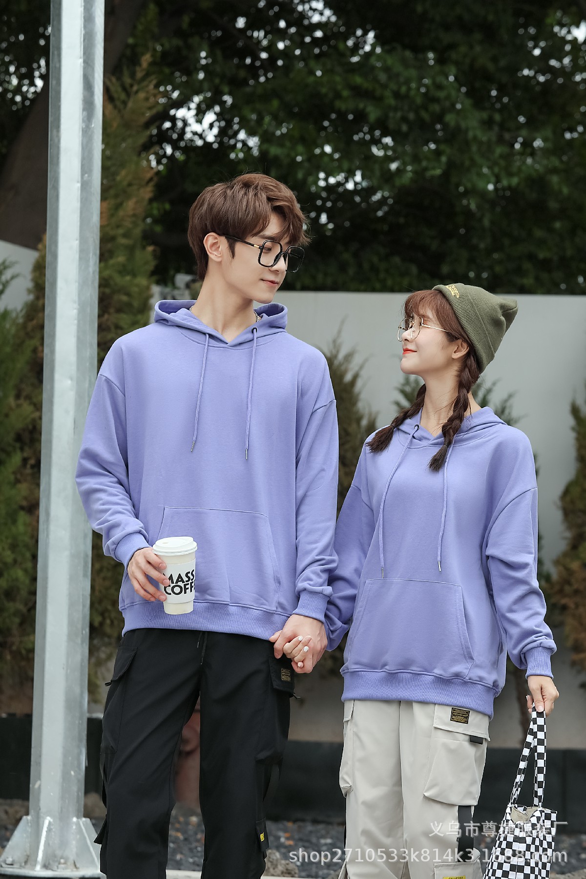 薄款落肩春秋连帽套头卫衣定 制印字logo班服广告工作服男女装批