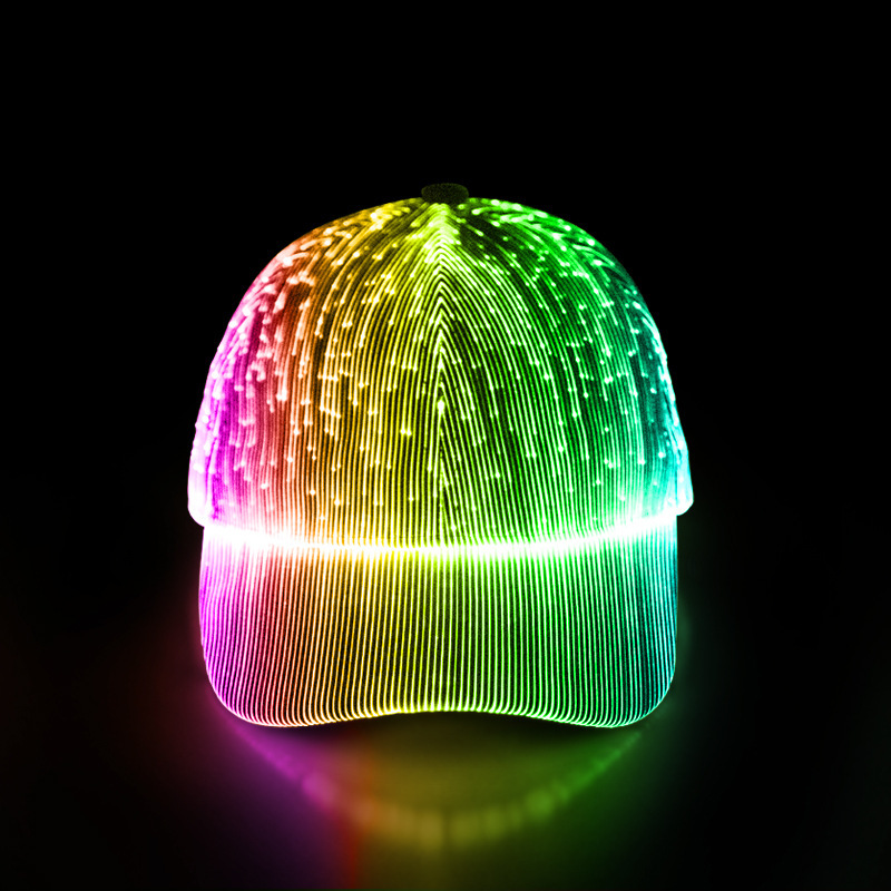 New Led Optical Fiber Luminous Hat Internet Celebrity Same Style Colorful Luminous Hat Outdoor Luminous Peaked Cap Baseball Wholesale