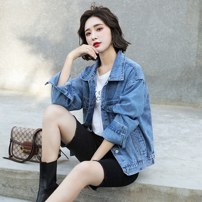 后背印花牛仔外套图片