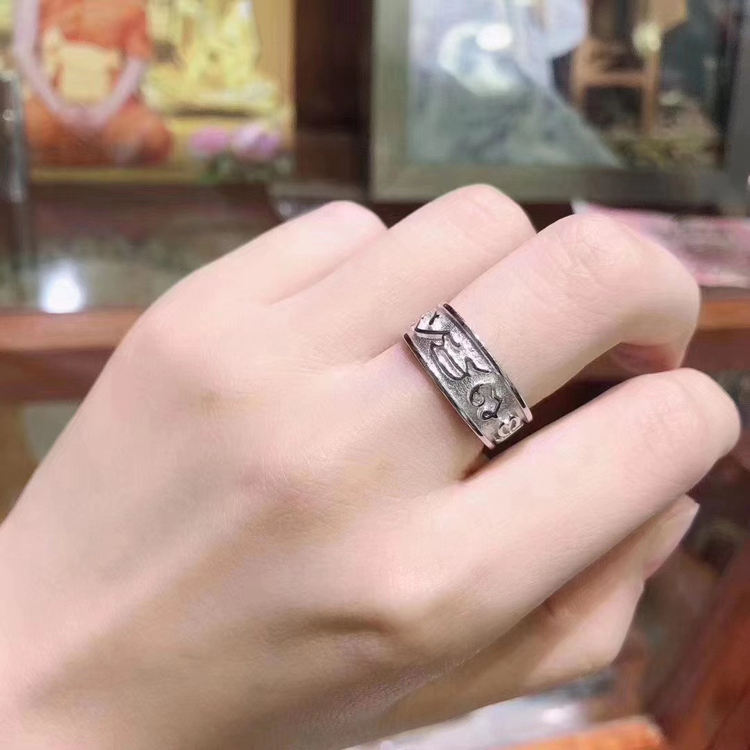 泰国佛牌正品 阿赞特 阿赞奔侧 开口可调节纯银戒指 经文指环