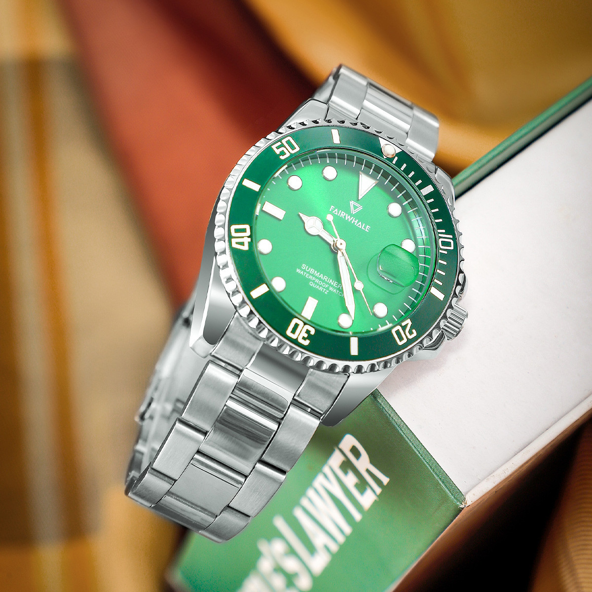 马克华菲爆款绿水鬼夜光日历非机械表 瑞士手表男士防水外贸爆款