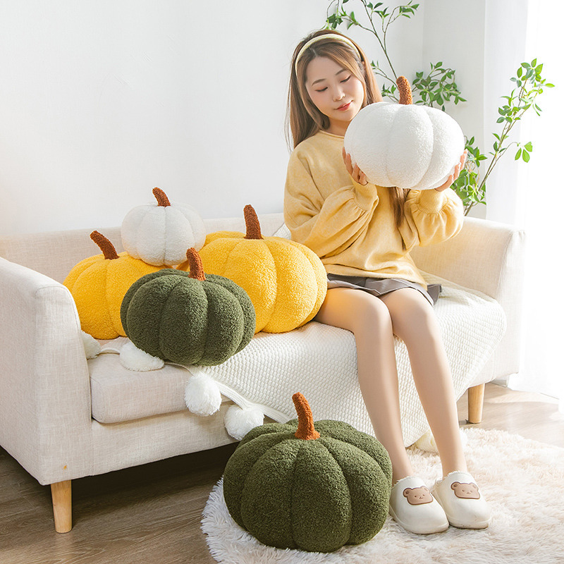 Trending Creative Cute Pumpkin Pillow Plush Toy Super Soft Cushion Sofa Living Room Bay Window Pillow Light Luxury Nordic