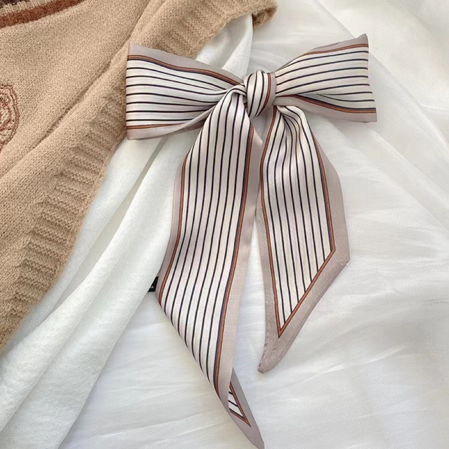 New Coffee Color High-Grade Long Silk Scarf All-Match Hand Gift Ribbon Super Fairy Tie Hair Band High-Grade Tie Bag Ribbon