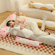 新款猫咪长条抱枕毛绒玩具猫咪公仔靠垫睡觉夹腿趴枕可拆洗布娃娃