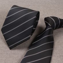 领带男士黑白条纹宽版8商务款职业正装工作上班面试手打结时尚